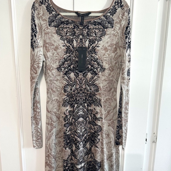 BCBGMAXAZRIA REGAN French cream silk long sleeve dress - Picture 1 of 4